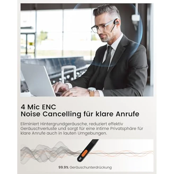 EKSA S30 Open Ear Bluetooth Kopfhörer, Bluetooth 5.3, 70 Stunden Akku, ENC Mikrofon, IPX5 wasserdicht, tiefer Bass für Büroarbeit und Sport – Bild 3