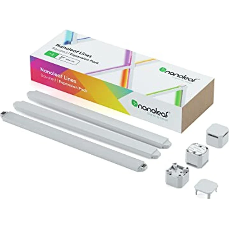 Nanoleaf Lines 90 Grad Erweiterungspack, 3 zusätzliche Smarten LED RGBW Lichtleisten - Modulare WLAN 16 Mio. Farben Wandleuchte, Musik & Bildschirm Sync, OK mit Alexa Google Apple – Bild 2