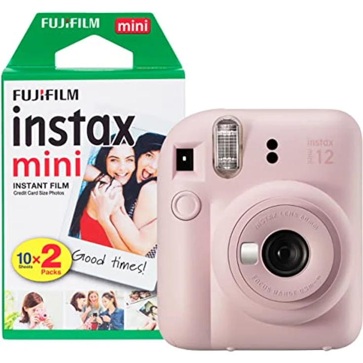 Fujifilm Instax Mini 12, Sofortbildkamera mit 20 Aufnahmen, automatische Belichtungssteuerung, Blossom Pink – Bild 1