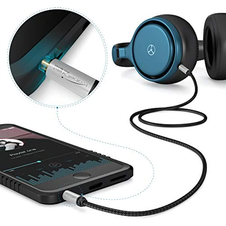 KabelDirekt - Aux Kabel, Audio & Klinkenkabel 3.5mm (Unzerstörbar konstruiert & geeignet für iPhones, iPads, Smartphones, MP3 Player, Tablet PCs, Autos & andere Stereo Geräte) - 0,5m - Silber - Nylon – Bild 5