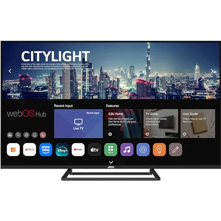 JTC-24 Rahmenloser 43" / 109 cm FHD Smart TV JTCS43F39432FLW, webOS Betriebssystem, Triple Tuner (DVB-T2,-S2,-C), 260 cd/m², schwarz – Bild 2