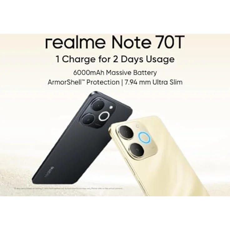 realme Note 70T 4G Smartphone, 4+128GB, 6000mAh Batteriespeicher, 7.94 mm Ultra Slim, T7250 Octa-Core, Gold – Bild 5