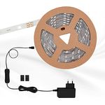BRILONER - LED Strip 5m mit Fernbedienung, buntes RGB Licht, kürzbar, LED Streifen, LED Leiste, Zimmer deko, Gaming Deko, LED Band, LED Lichtleiste, LED Lichtband, LED Beleuchtung, 500x1x0,3 cm, Weiß