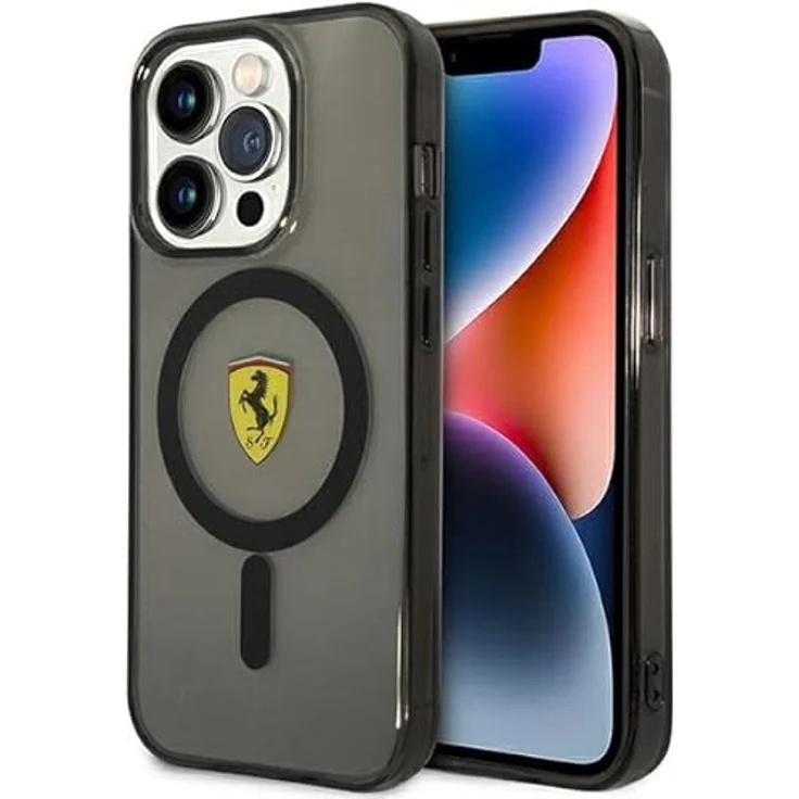 Ferrari FEHMP14LURKK, Hartschalenhülle für iPhone 14 Pro 6,1", durchscheinend schwarz, TPU/PC Material – Bild 1