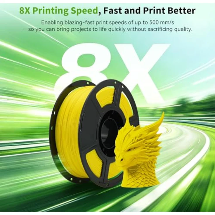 FLASHFORGE High Speed PLA+ 3D-Druckerfilament Gelb, Verbessertes Schmelzflussverhalten für schnellere Drucke, Mattes Finish, Satt und Kräftig – Bild 3