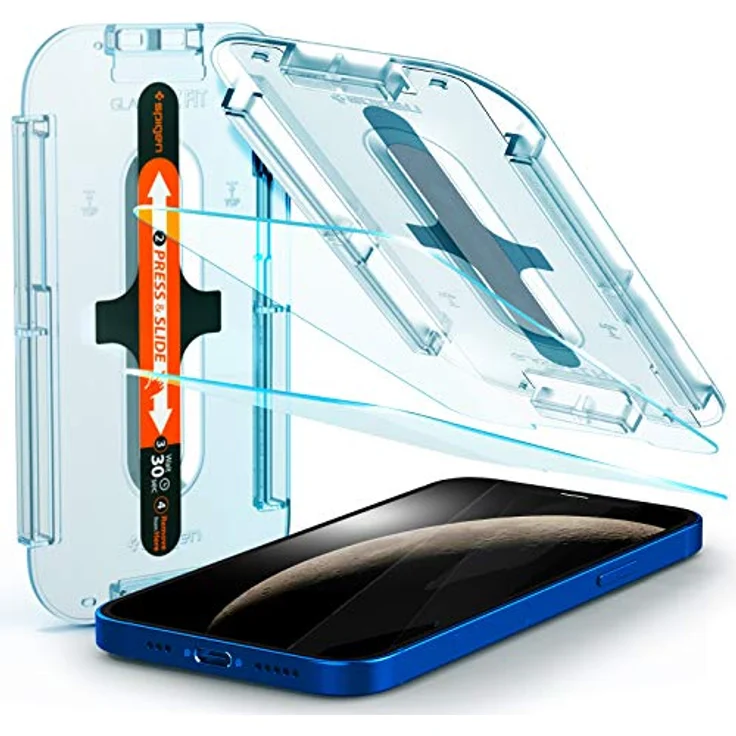 Spigen Glas.tR EZ Fit Schutzfolie kompatibel mit iPhone 12, iPhone 12 Pro, 2 Stück, Kratzfest, 9H Härte Folie – Bild 1