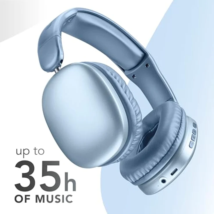 Music Sound MAXI3 Kabellose Over-Ear-Kopfhörer, Aktive Geräuschunterdrückung, Bis zu 35h Akkulaufzeit, USB-C-Aufladung, Blau – Bild 4