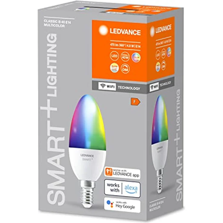 LEDVANCE E14 LED Lampe Wifi, Kerzenform Leuchtmittel mit 4,9 W (470Lumen) ersetzt 40 W Glühbirne, dimmbar, RGBW Lichtfarbe (2700-6500K), kompatibel mit Alexa, google oder App, Lampen im 1er-Pack – Bild 2