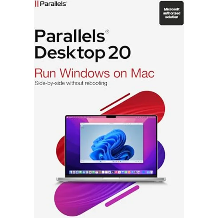 Parallels Desktop 20 für Mac, Dauerlizenz, 1 Gerät, Postzustellung - Nahtloses Arbeiten zwischen Betriebssystemen, Windows 11 & macOS Sequoia Kompatibilität, 3D-Beschleunigung