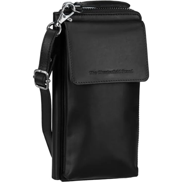 The Chesterfield Brand Handytasche Malaga, schwarz, aus echtem Rindsleder mit abnehmbarer Handschlaufe und Schulterriemen, 16 Kartenfächer – Bild 1