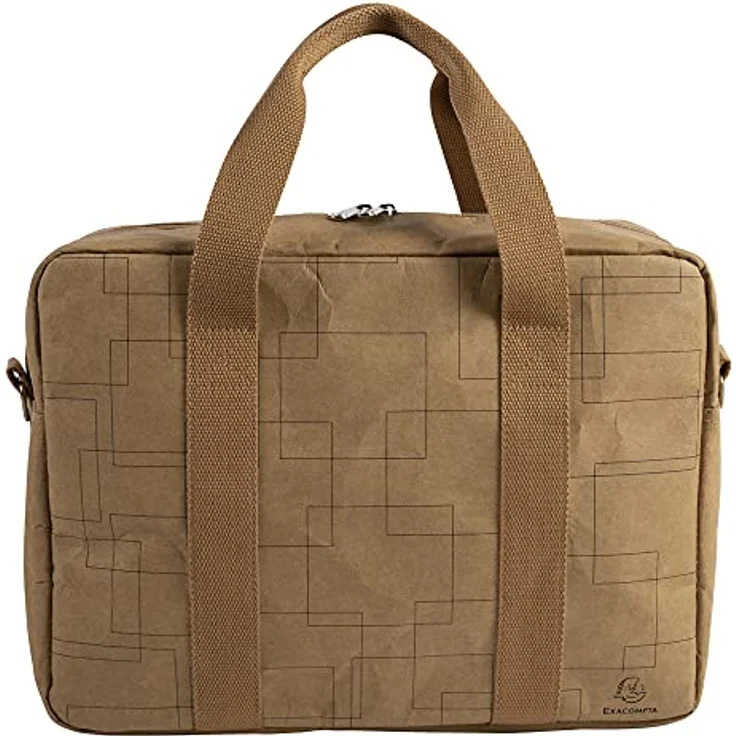 Exacompta 17660E Premium Tasche Eterneco mit 15" Laptopfach und Tragegriffen und Gurt wasserabweisend aus pflanzlichen und veganen Materialien Umhängetasche für Schule und Uni Kunstlederoptik braun – Bild 1