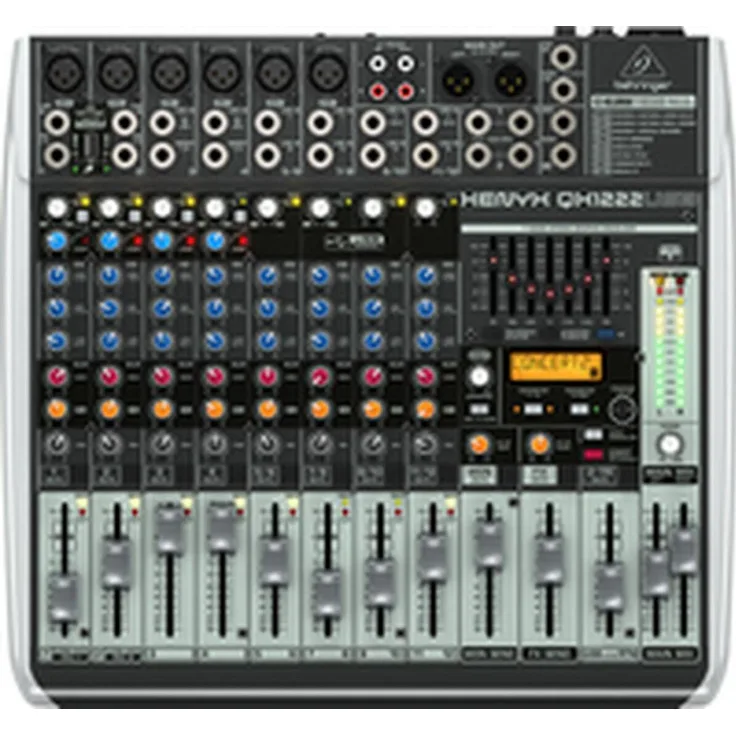 Behringer Xenyx QX1222USB, 12-Kanal Mischpult mit USB-Audio Interface, 6 Mikrofoninputs und Klark Teknik Effekten