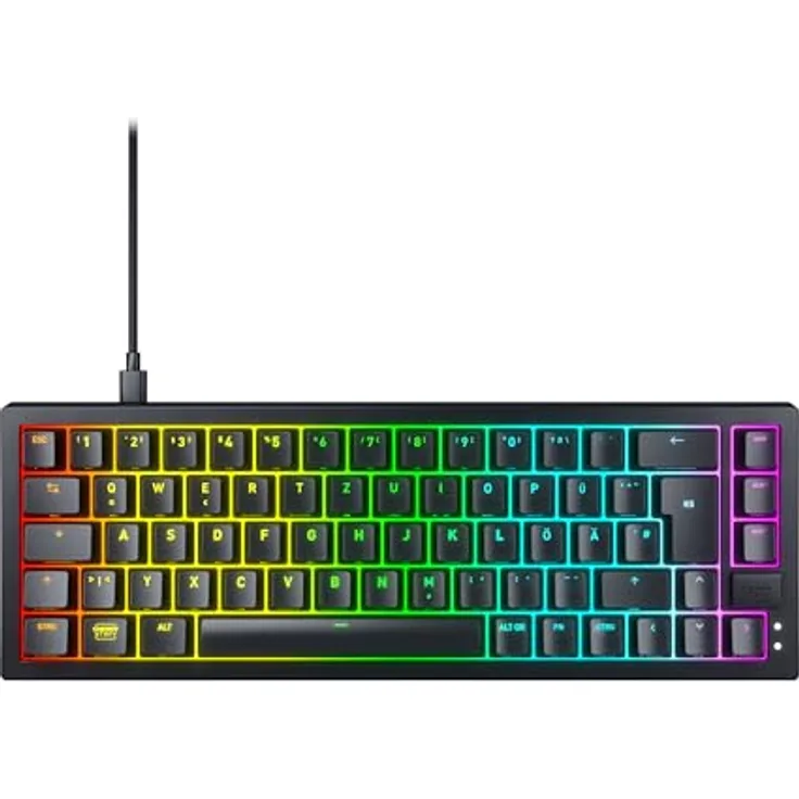 Xtrfy Cherry K5V2 Compact, mechanische Gaming-Tastatur im 65-Prozent-Format, Deutsches Layout (QWERTZ), Hot-Swap-Keyboard, Cherry MX2A RED Switches, Schwarz