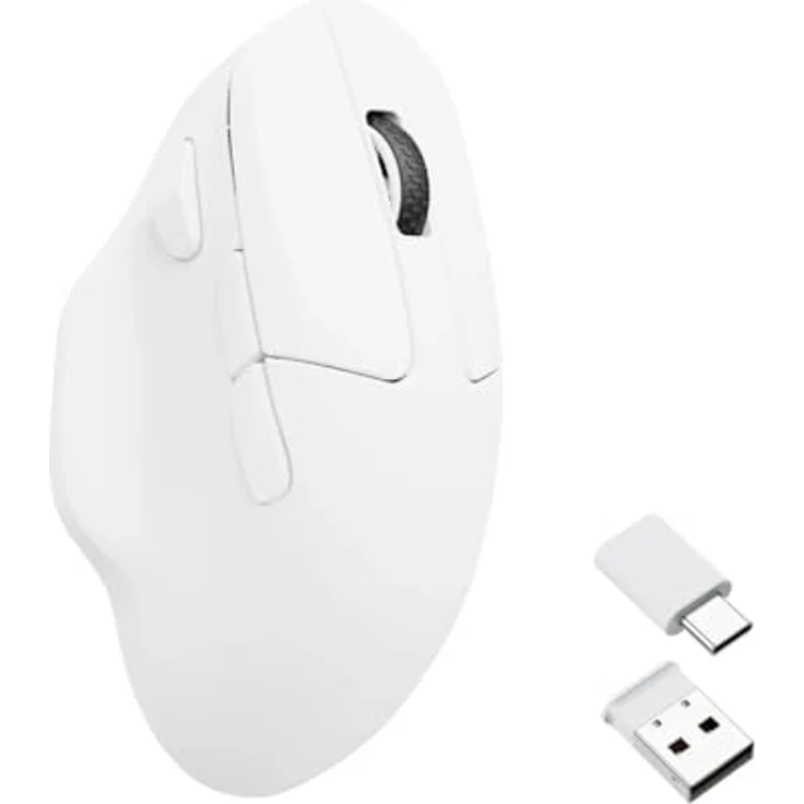 Keychron M7 Kabellose Computermaus, 26K DPI Optische Maus, 2.4 GHz/Bluetooth/Kabelgebunden mit Makrotaste 63g Leichtgewicht, Ergonomisch, Bis zu 70 Stunden Arbeitszeit für macOS/Windows - Weiß – Bild 1