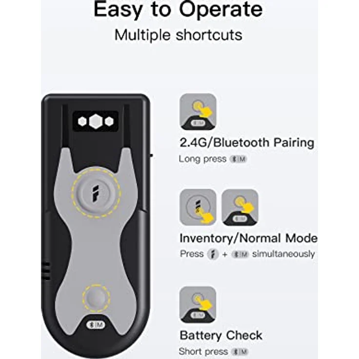 Inateck BCST-43, Bluetooth 1D Barcode Scanner mit 2,4Ghz USB Adapter, liest Barcodes von Bildschirmen, exklusive Schnelltasten – Bild 5