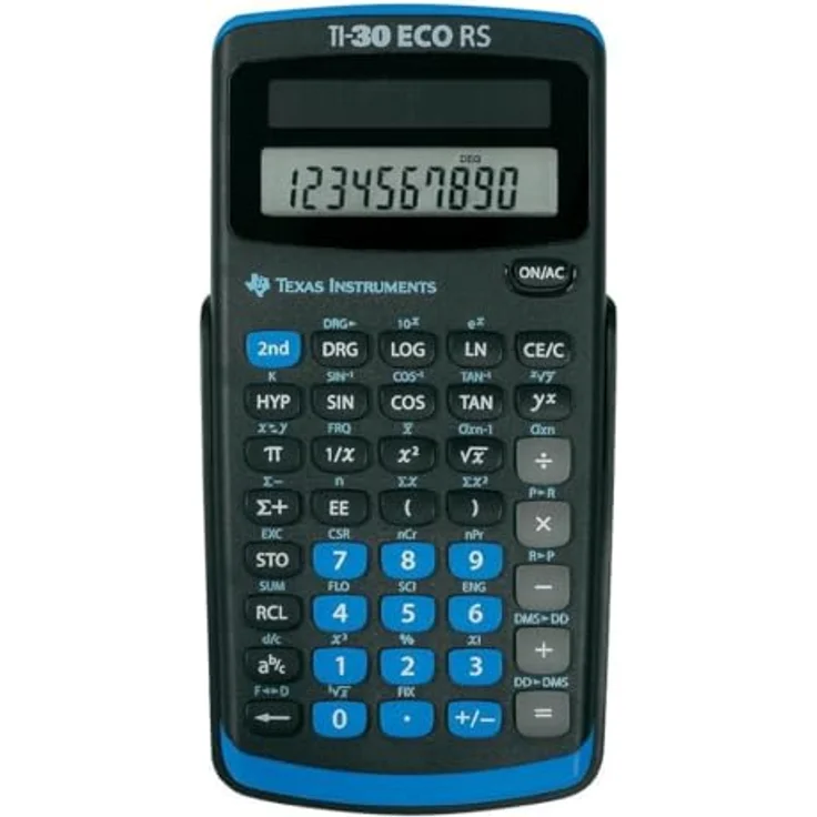 Texas Instruments TI 30 ECO RS Taschenrechner (10-stellige Display, solarbetrieben, Blauer Engel) hellblau-schwarz – Bild 2