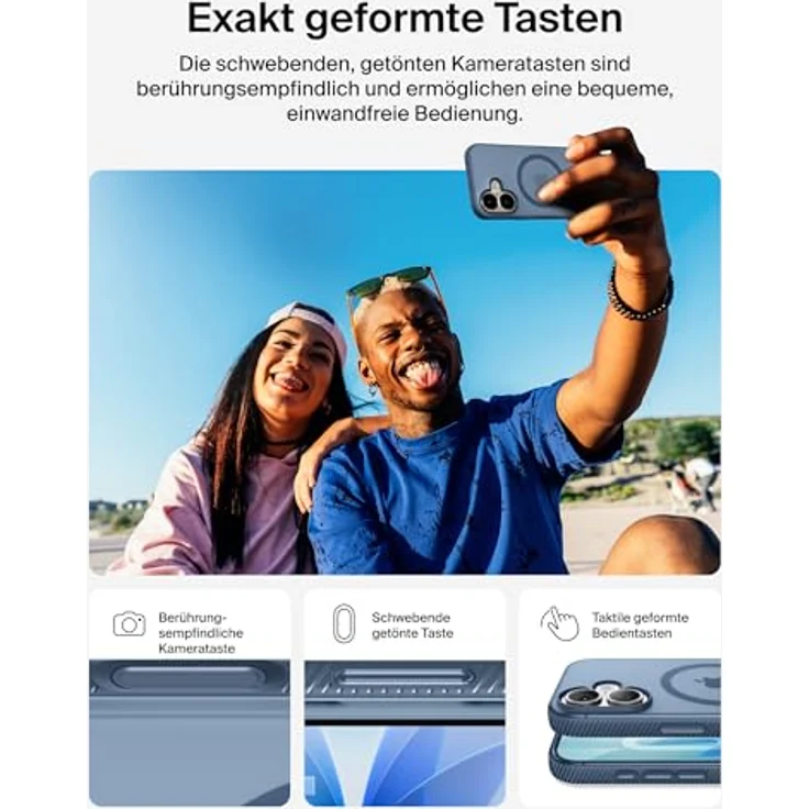 Belkin Grip Magn. Schutzhülle für iPhone 17, dunkelblau, Stossschutz bis 2m, strukturierte Oberfläche, integrierte Kamerasteuerung – Bild 5