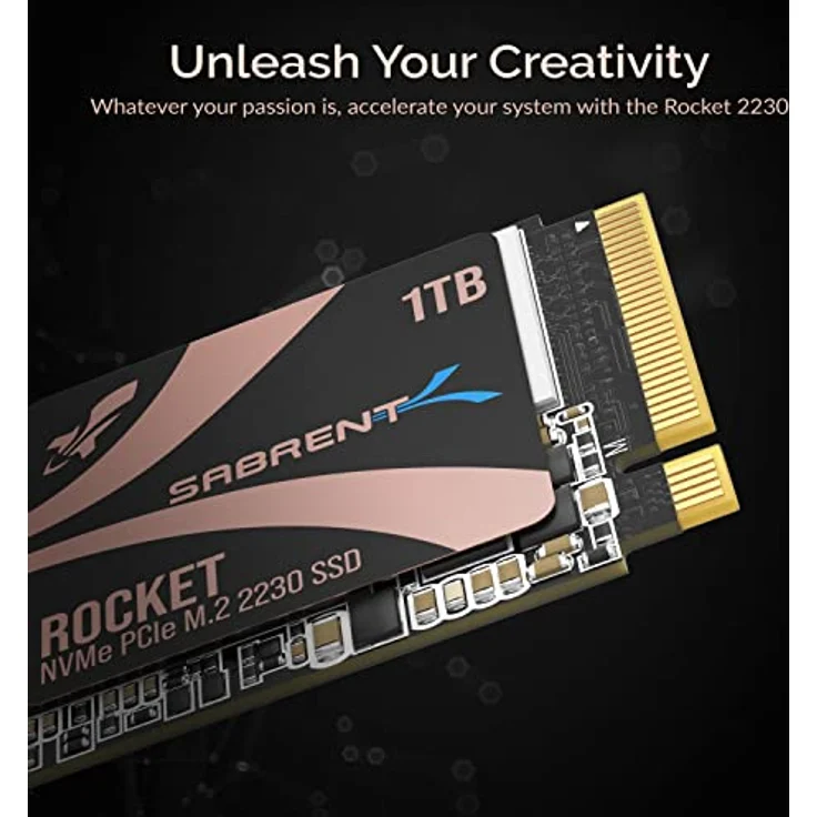 Sabrent 2230 M.2 NVMe Gen 4 1TB, Interne SSD 4750 MB/s Lesen, PCIe 4.0 X4, Internes Solid State Drive, kompatibel mit Steam Deck, Surface pro, PCs, NUCs und Laptops [SB-2130-1TB] – Bild 3