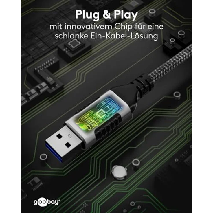 Goobay Ethernet-Kabel USB-A 3.0 auf RJ45 Slim, 7.5 m, CAT 6, bis 1 Gbit/s, schwarz-silber – Bild 8