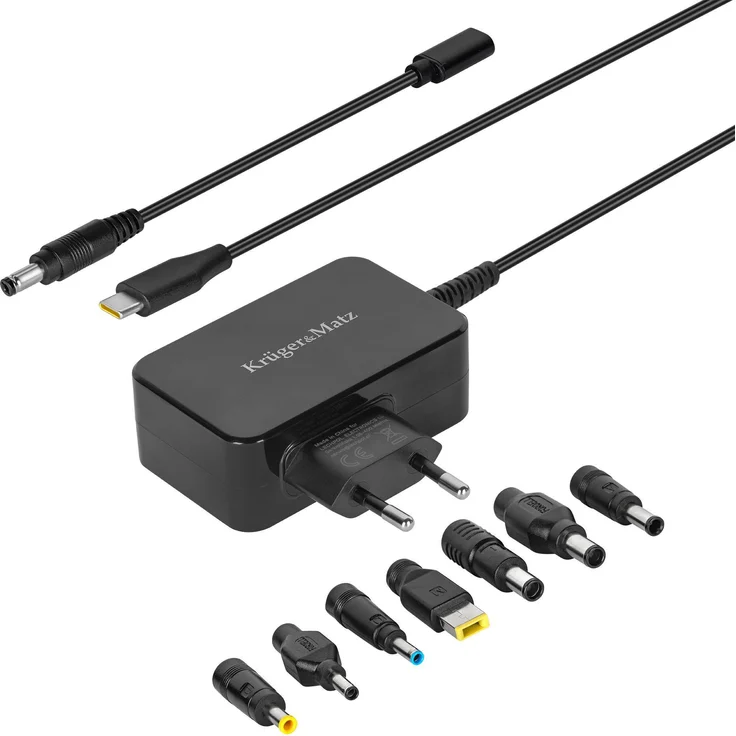 Kruger&Matz 65W Universal-Netzteil mit Power Delivery, 7 austauschbare Stecker und 180 cm Kabel