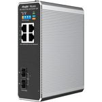 Ruijie Reyee RG-NIS2100-4GT2SFP-HP, Vollständig verwalteter industrieller Switch (4 Ports) mit 180 Watt PoE, Schwarz