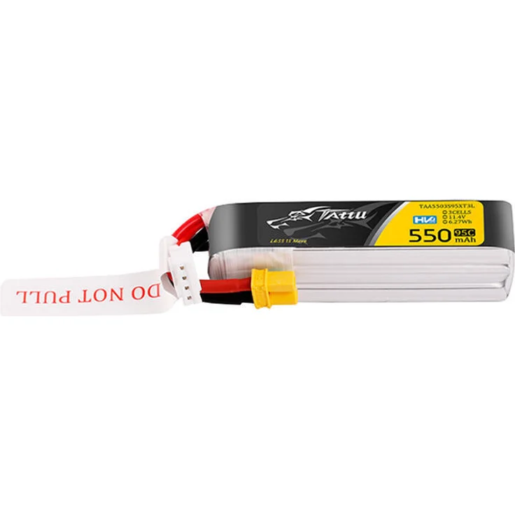 Tattu 3s 550mAh 95C 11,4V HV Lipo Akku mit XT30 Stecker, Long-Pack Anschluss, 43 g, kompakt und leicht