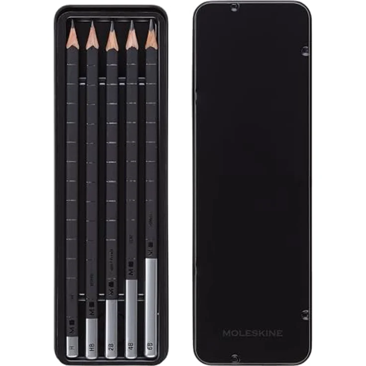 MOLESKINE Notizbuch Skizzenbuch-Set Large A5, 52 Blatt Hardcover schwarz mit elfenbeinweißem Skizzenpapier und Zeichenstift-Set – Bild 9
