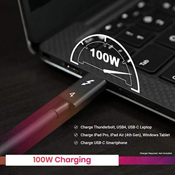 CalDigit USB C — USB C Kabel, 2 m, USB 4.0, 100 W, Thunderbolt 4 kompatibel – Bild 9