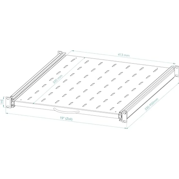 STALFLEX Server Netzwerkschrank 19 Zoll 1U 550mm, Hochbelastbarer Stahl, Ausziehbares Belüftetes Rackmontage Kragarmtablett, 19 Zoll Fachboden – Bild 4