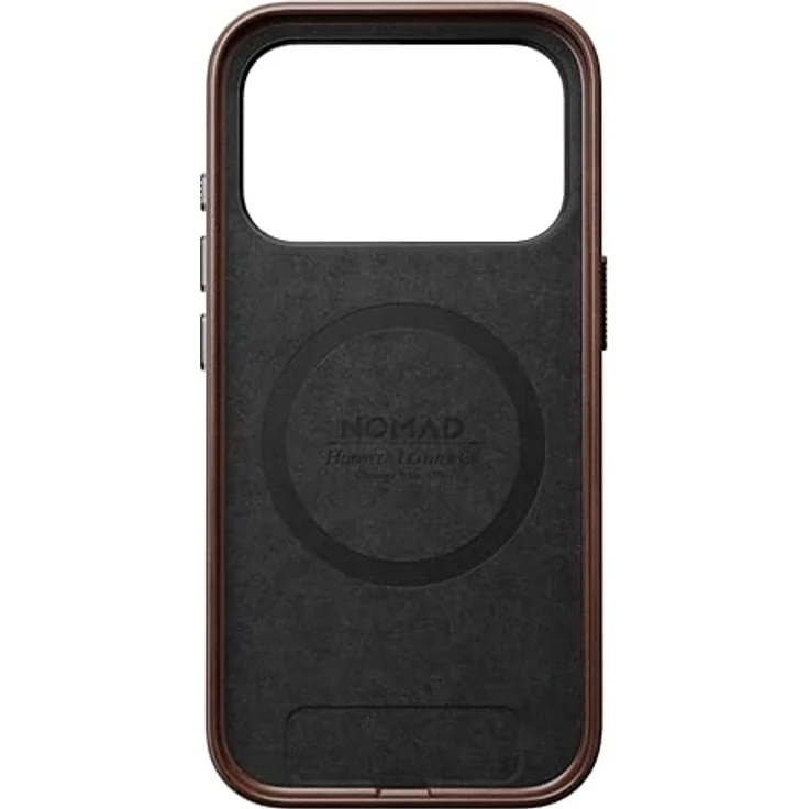 NOMAD Traditional Leather Case für iPhone 17 Pro, Echtleder Schutzhülle in Rustic Brown, MagSafe-kompatibel, mit erhöhtem Rand und Mikrofaserauskleidung – Bild 4