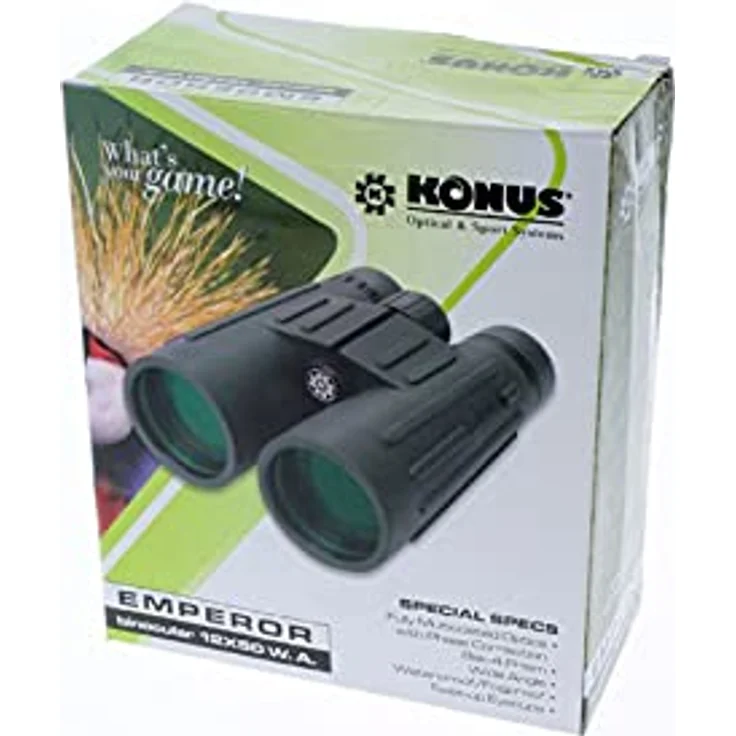 Konus Emperor 12x50 WP/WA, Fernglas mit BAK-4-Prismen, wasserdicht, Weitwinkelokular, grün/grau – Bild 4