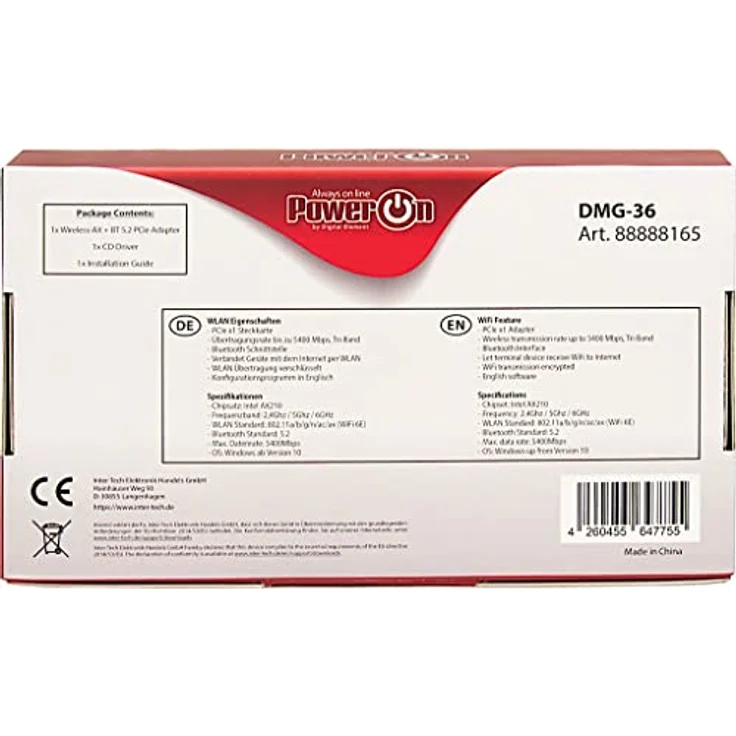 Inter-Tech DMG-36 Eingebaut WLAN/Bluetooth 5400 Mbit/s, Black – Bild 4