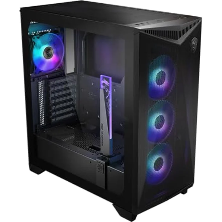 MSI MPG GUNGNIR 300R Airflow Mid-Tower PC-Gehäuse - E-ATX Unterstützung, Grafikkartenständer, schaltbare Halterung, ARGB-PWM-Lüfter, Staubfilter, Kabelführung, USB 3.2 Gen 2x2 Typ-C – Bild 3