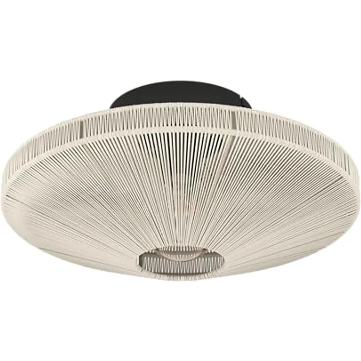 EGLO Deckenlampe Midsumer, Japanische Deckenleuchte aus Stoff in Schwarz und Naturgarn in Creme, Ø 38 cm – Bild 1