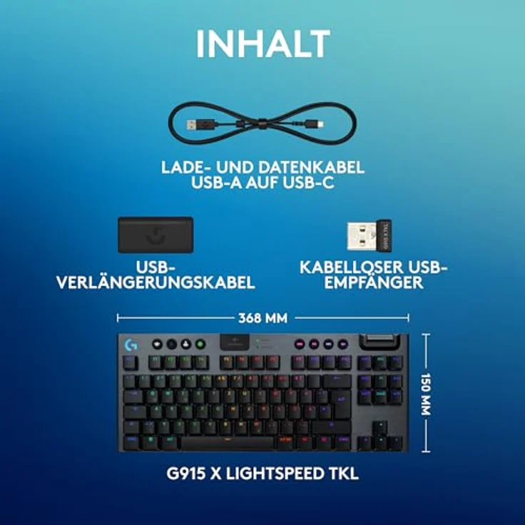 LOGITECH G915 X TKL Lightspeed, Kaihua GL Linear Gaming-Tastatur, kabellos, Aluminiumgehäuse, RGB, schwarz – Bild 10
