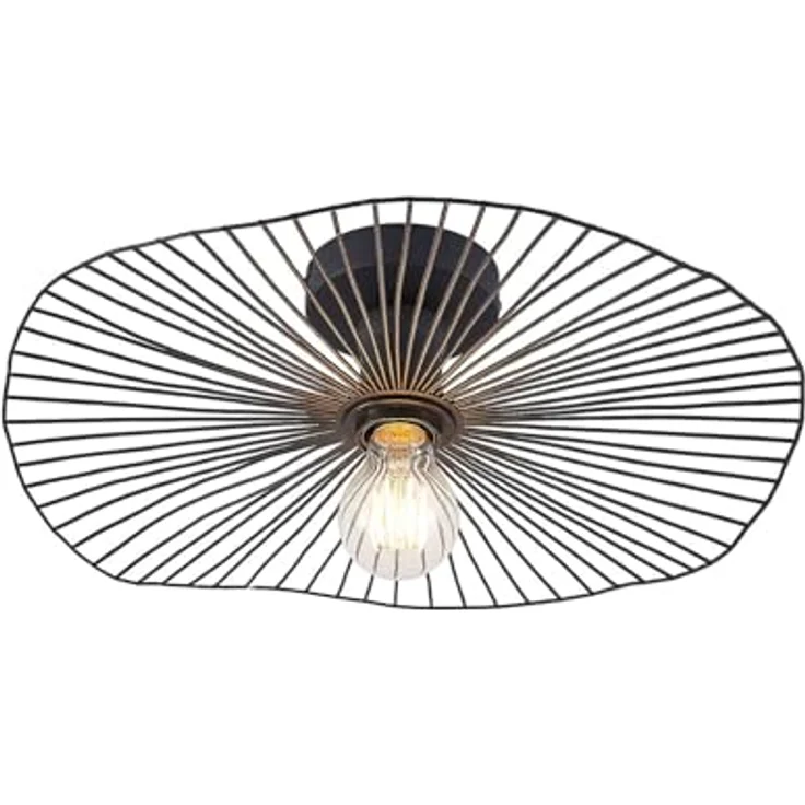 Lindby Deckenlampe Ruota (Retro, Vintage Antik) in Schwarz aus Metall (1 flammig E27) - Deckenleuchte Lampe Wohnzimmerleuchte – Bild 1