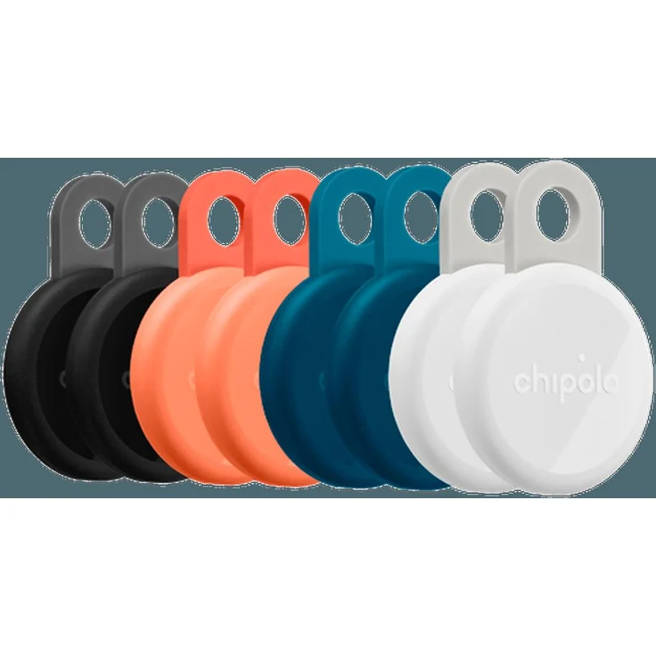 Chipolo LOOP 8-Pack, Bluetooth-Tracker in Schwarz, Weiss, Blau und Orange mit 125 dB Lautstärke, USB-C Aufladung und App-Funktionen