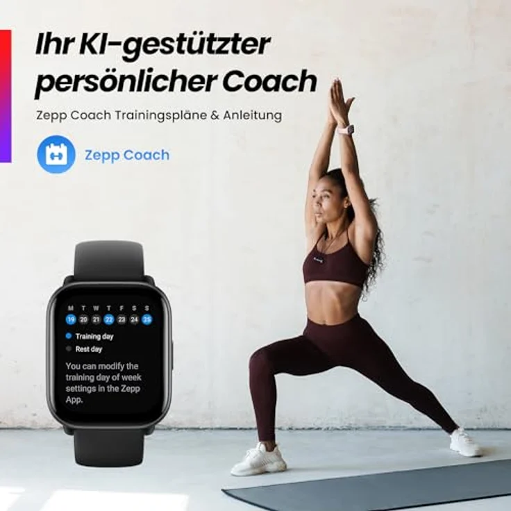 Amazfit Active Smartwatch mit AI-Fitness-Trainer, Dual-Band GPS, Routennavigation, Bluetooth-Anruf, Musikspeicher, 14-Tage-Akku, 1,75" AMOLED-Display & Alexa-fähig, Zepp Coach, Petal Pink – Bild 5