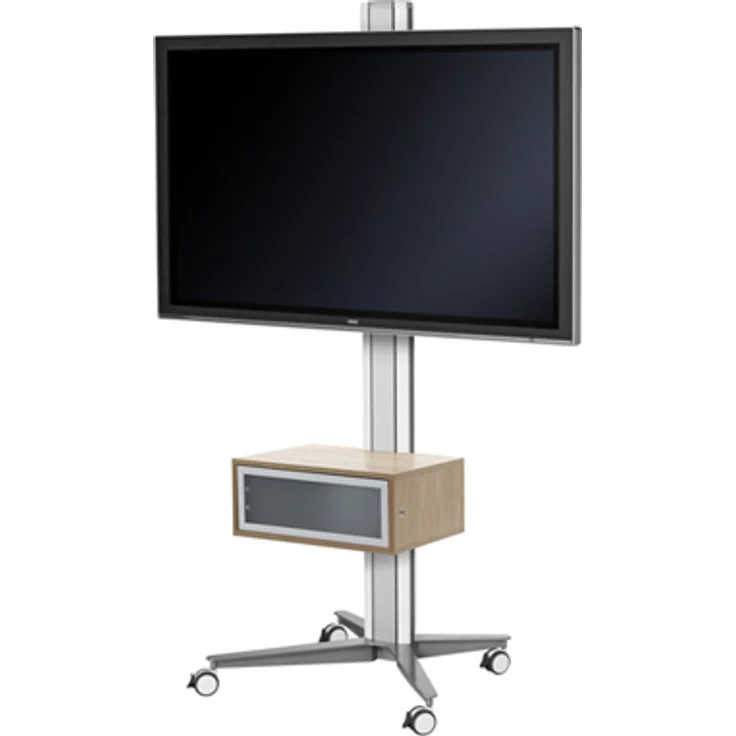 SMS Flatscreenwagen X FH M1455, Rollgestell für Flachbildschirme bis 60 Zoll, höhenverstellbar, weiß