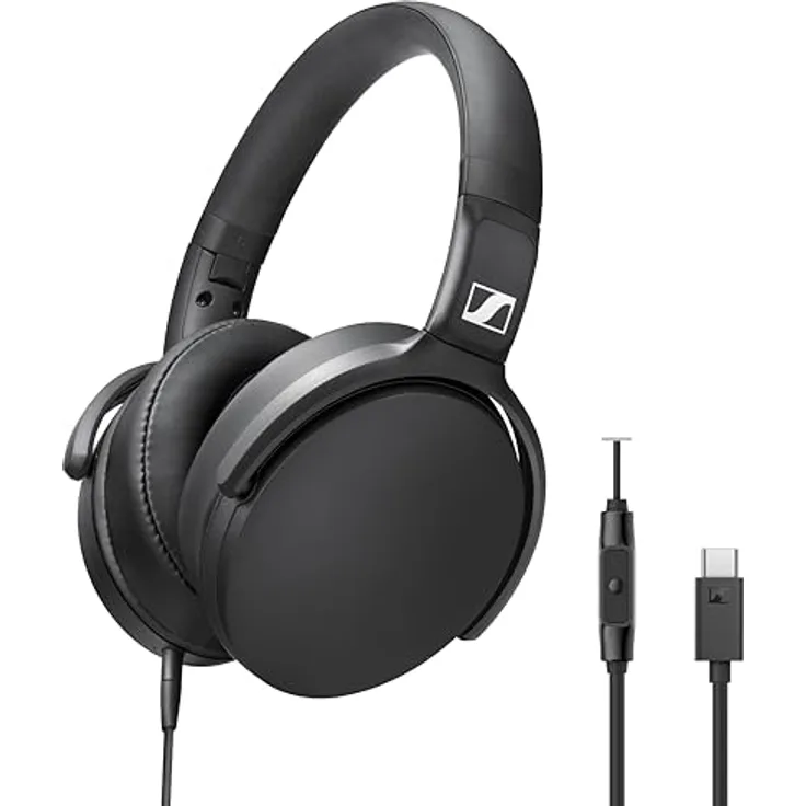 Sennheiser HD400U, Kabelgebundene Kopfhörer mit USB-C und intelligenter Fernbedienung, Schwarz