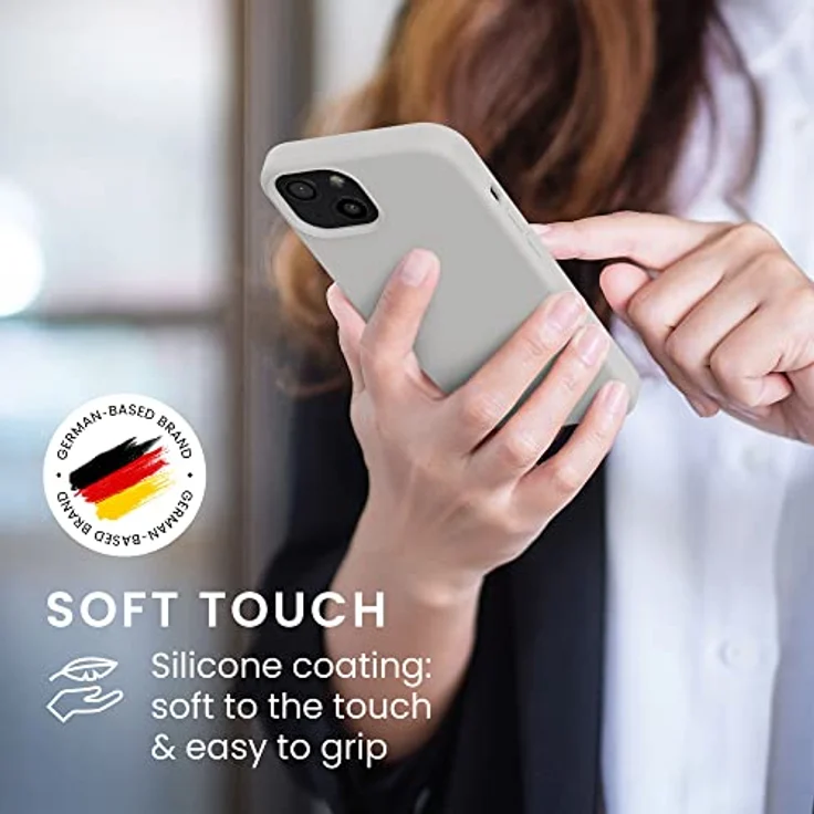 kwmobile Handyhülle für iPhone 13, Silikon Case in Beige matt, rutschfest und kabelloses Laden – Bild 4