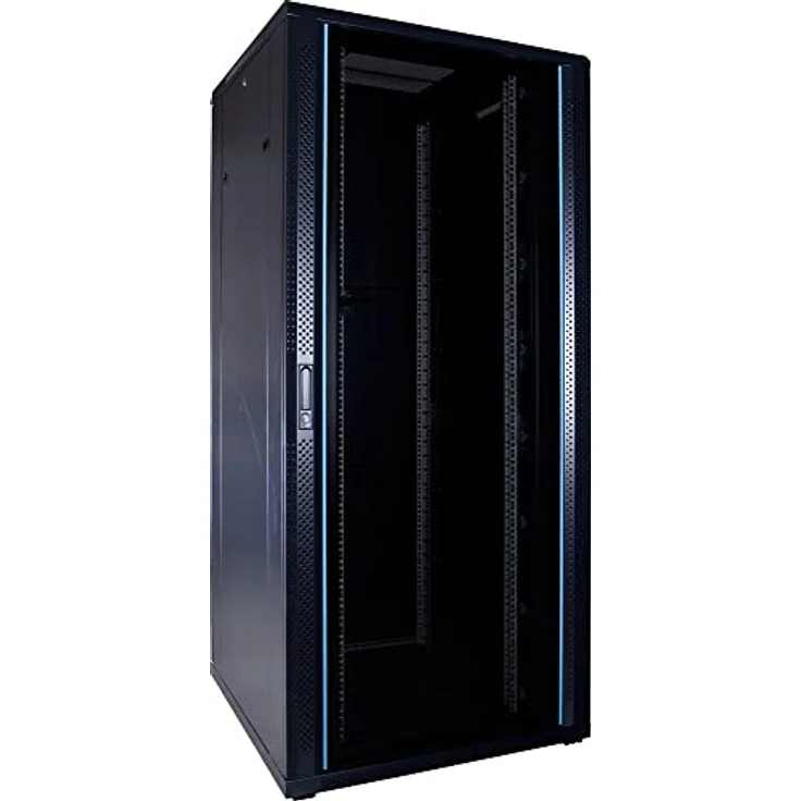 DSIT 37HE 19 Zoll Serverschrank - mit Glastür (BxTxH) 800 x 800 x 1800mm - Schwarz - Abschließbar - Traglast 800 kg - Robuste Konstruktion – Bild 1