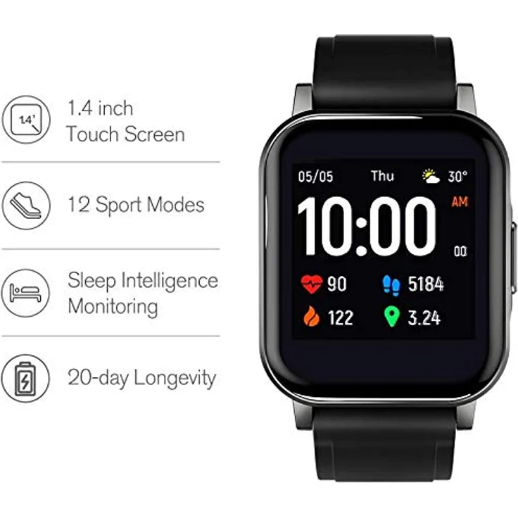HAYLOU LS02 Fitness-Tracker Unisex, 36mm, Silikonarmband, Schwarz – Bild 3