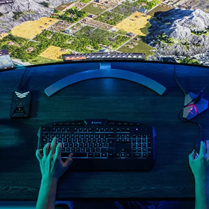 SureFire Kingpin Gaming Tastatur, Multimedia Keyboard mit RGB-Hintergrundbeleuchtung, 25 Anti-Ghosting-Tasten, USB, spanisches QWERTY-Layout – Bild 4