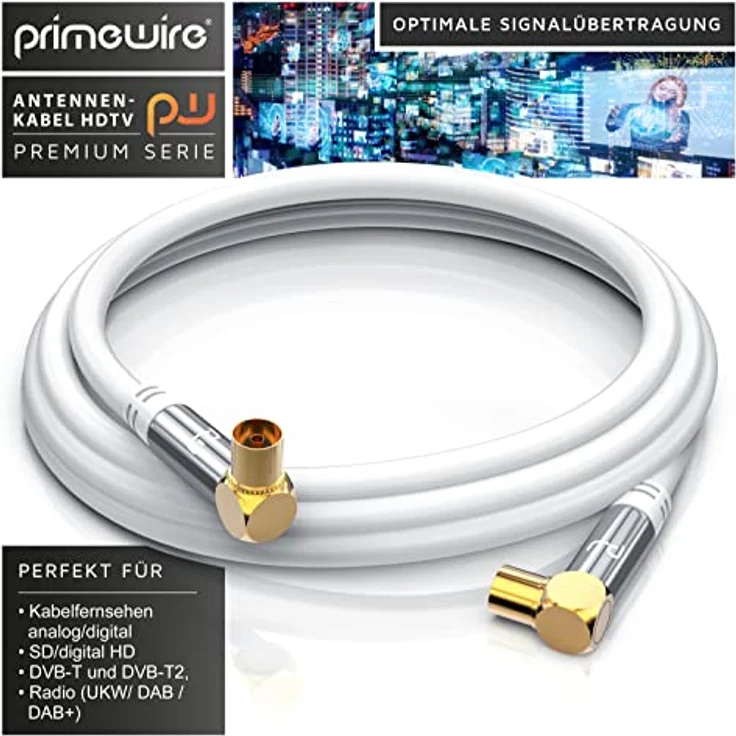CSL - 10m Antennenkabel HDTV 135dB 75 Ohm 90Grad gewinkelt - Premium Koaxialkabel - FullHD 4k UHD - Koax Stecker 90Grad > Koax Kupplung 90Grad - DVB-T DVB-T2 DVB-C DVB-S DVB-S2 DAB DAB – Bild 7