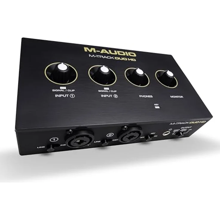 M-Audio M-Track Duo HD Producer Pack, 2-Kanal USB Audio Interface mit M100 Kondensatormikrofon und HDH41 Studio Monitoring Kopfhörern für Aufnahmen, 24-Bit/192kHz, schwarz – Bild 17