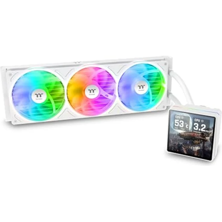 Thermaltake TH360 V3 Ultra ARGB Sync Snow, AiO-Wasserkühlung mit 3x 120mm Lüftern, bis 2500 rpm, Geräuschentwicklung 37.8 dB, weiß – Bild 1