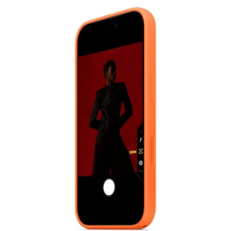 Apple iPhone 17 Pro Silikon Case mit MagSafe, orange, aus 45% recyceltem Silikon, präziser Kamerasteuerung und weichem Mikrofaserfutter – Bild 4