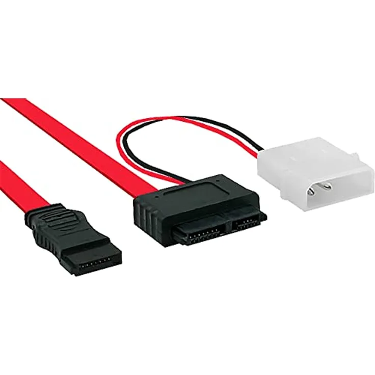 InLine 29608 Slimline SATA Kabel, Slimline SATA Stecker 13pol. (7+6) zu SATA + Strom, 0,4m