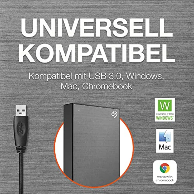 Seagate One Touch 4TB tragbare externe Festplatte, PC, Notebook & Mac, USB 3.0, Space Gray, inkl. 2 Jahre Rescue Service, Modellnr.: STKZ4000404 – Bild 5